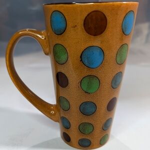 Home Essentials light brown polka dot tall ceramic 16oz ceramic‎ coffee mug